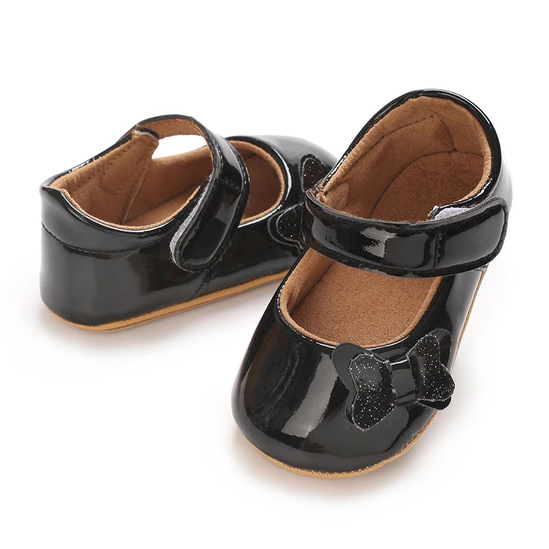 0-12 Months Baby Shoes PU Leather Shallow Mouth Single Shoe Bow Baby Walking Shoes Princess Shoes Baby Shoes