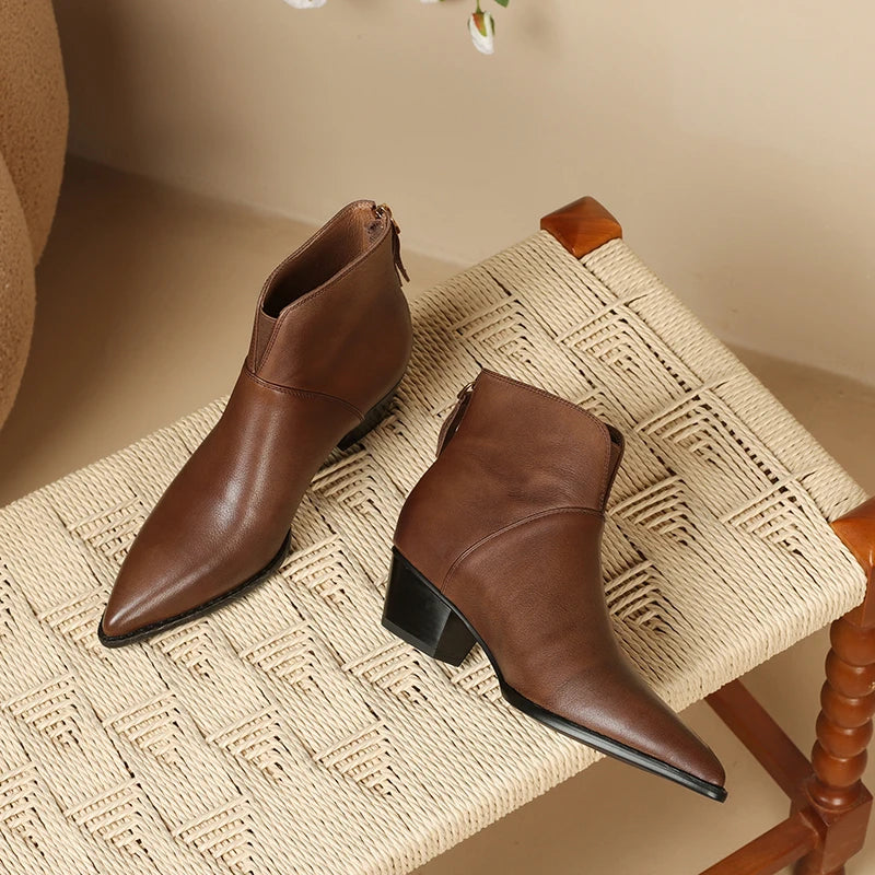2024 New Autumn Winter Women Boots Fashion Pointed Toe Chelsea Boots for Women Ankle Boots Retro Ladies Women Shoes