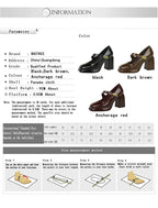 BIGTREE shoes Retro Chunky Women Pumps Block Heel Women Shoes Metal buckle Mid heel Shoes Platform high heels 9 cm Female Shoes