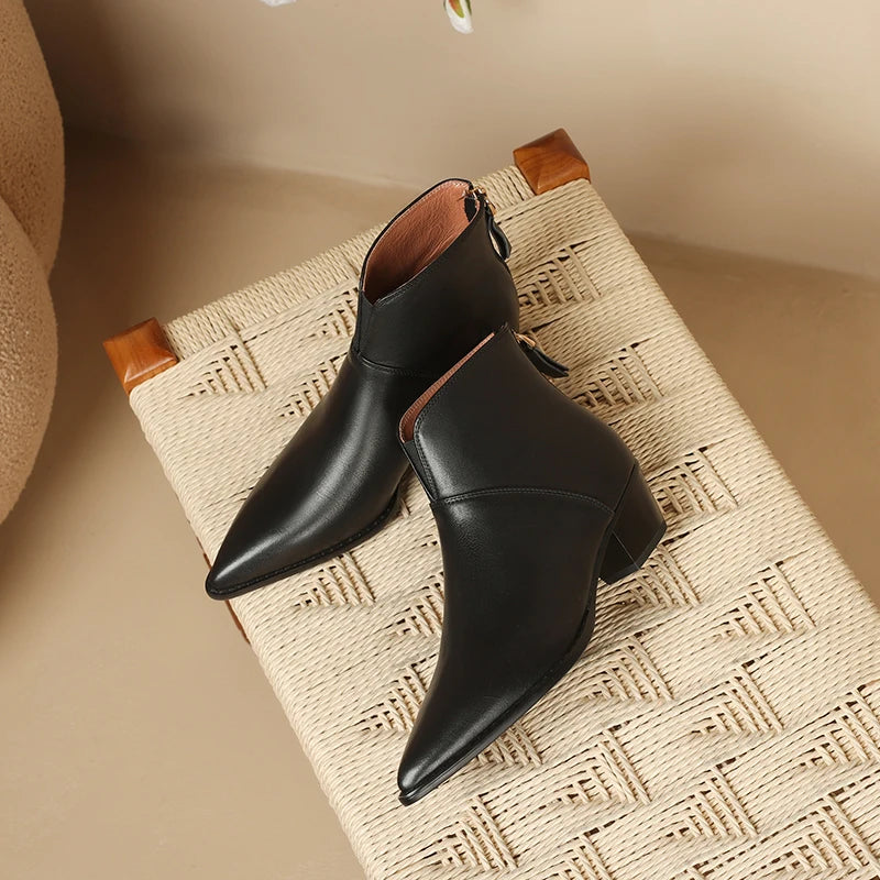 2024 New Autumn Winter Women Boots Fashion Pointed Toe Chelsea Boots for Women Ankle Boots Retro Ladies Women Shoes