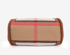 Small Size 30CM Elegant Women Bag Striped Canvas + Cowhide Top Handle Bag Women's Single Shoulder Crossbody Luxury Designer Bag