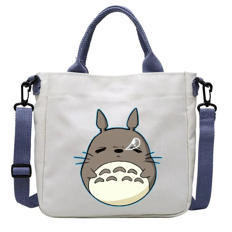 Cartoon Totoro Canvas Women Bag Boys Girl Simple Light Handbag Tote Bags Cute Cartoon Anime Crossbody Shoulder Packet Gift