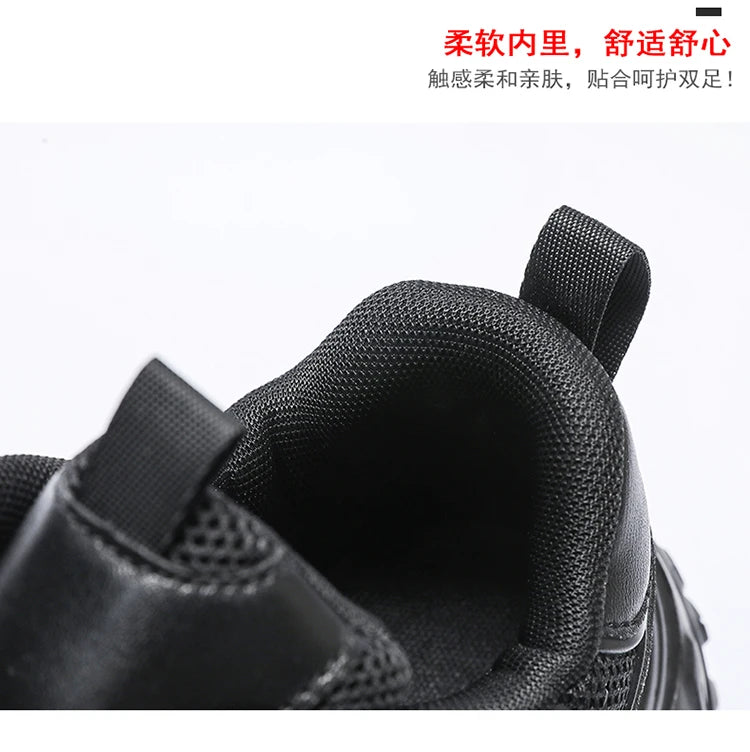 Men's Thick-soled Sports Running Shoes with A Breathable Mesh and Laced Solid Color Simple Design Spring and Summer Flat Shoes