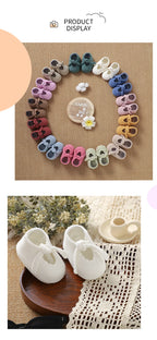 Baby Shoes Knit Newborn Boy Girls Bed Boots Fashion Cute Bow Infant Clothing Accessories Toddler Children Shallow Footwear 0-18M