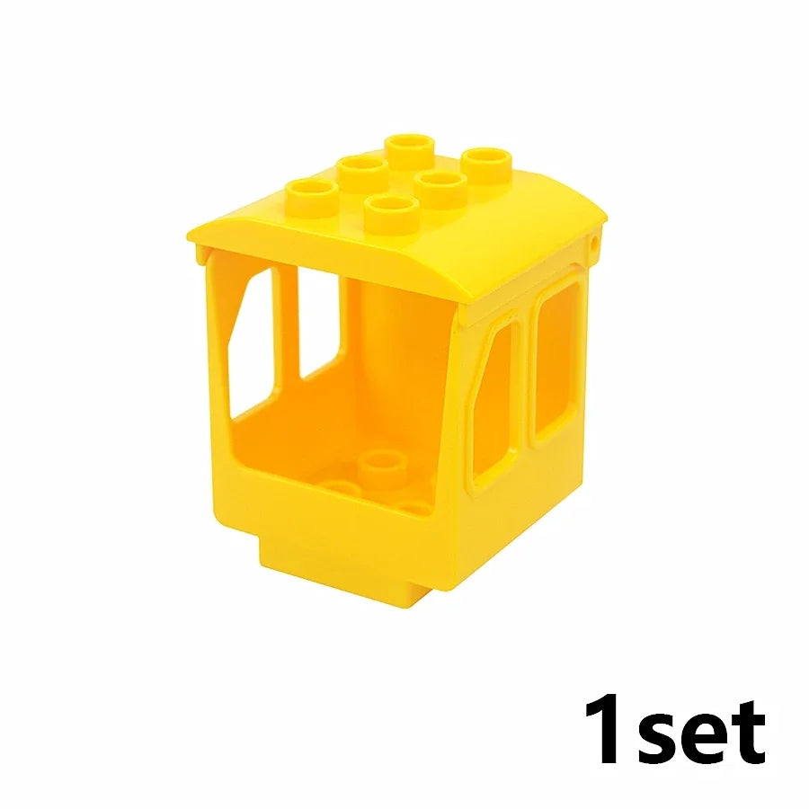 Big Size Track Bricks Train Straight Curved Switch Railway City View  Large Building Bricks Wheel Bridge Toys Compatible Duploes