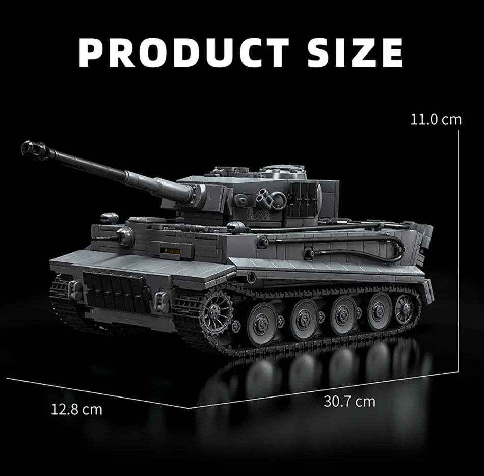 WW2 Military 1/28 Scale Franz Staudegger Tiger Heavy Tank Building Blocks Set War World 2 Tiger Tanks Model Toys For Boys Gifts