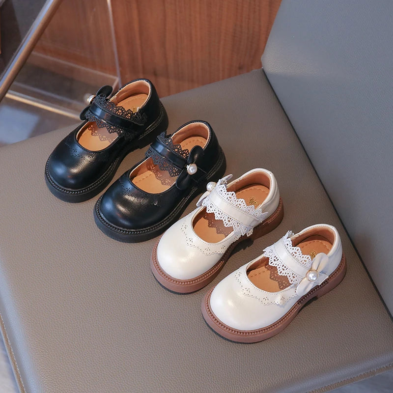 Girls Small Leather Shoes Size 23-36 Soft Bottom Leather Children's Single Shoes Beige Fashion Versatile Children's Baby Shoes