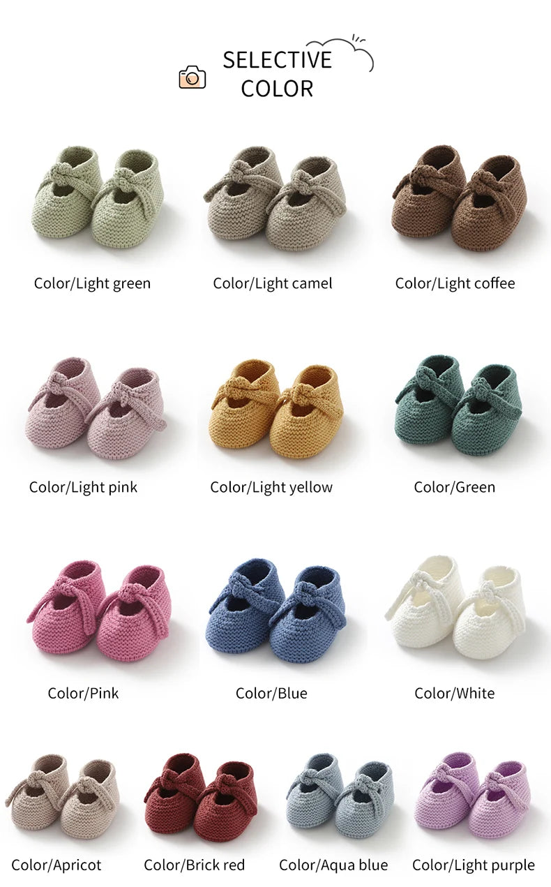 Baby Shoes Knit Newborn Boy Girls Bed Boots Fashion Cute Bow Infant Clothing Accessories Toddler Children Shallow Footwear 0-18M