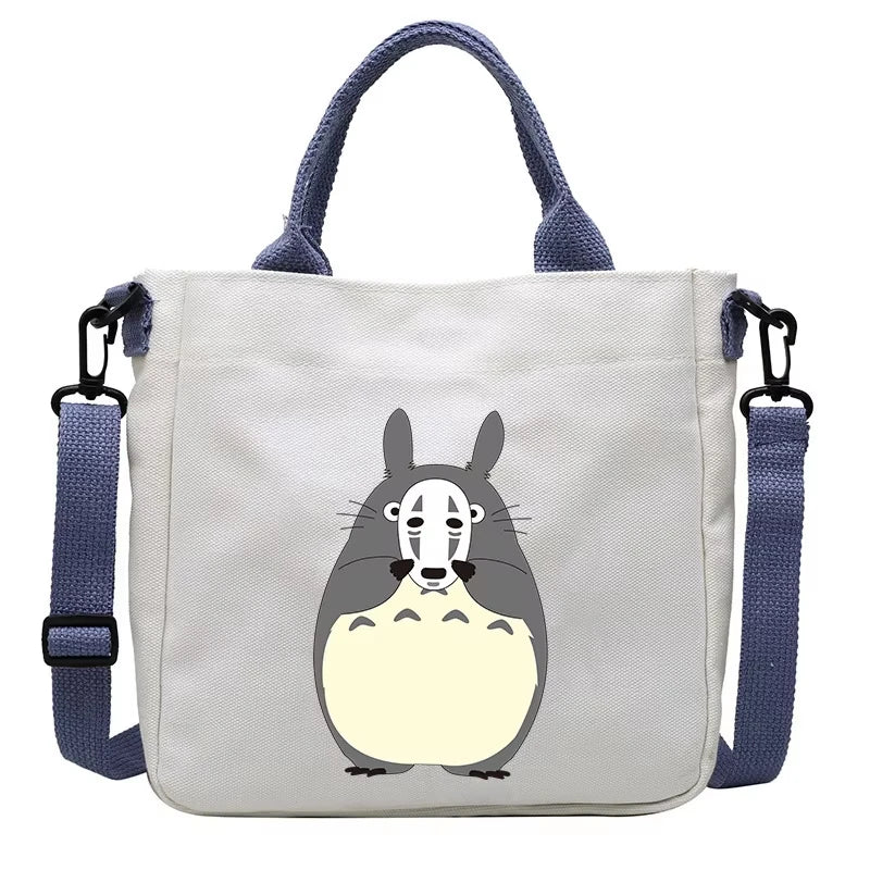 Cartoon Totoro Canvas Women Bag Boys Girl Simple Light Handbag Tote Bags Cute Cartoon Anime Crossbody Shoulder Packet Gift