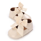 Baby Shoes Bowknot Rubber Sole Anti-slip PU Ballet Slippers Baby Girl Dress Shoes First Walker Toddler Crib Shoes