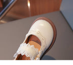 Girls Small Leather Shoes Size 23-36 Soft Bottom Leather Children's Single Shoes Beige Fashion Versatile Children's Baby Shoes