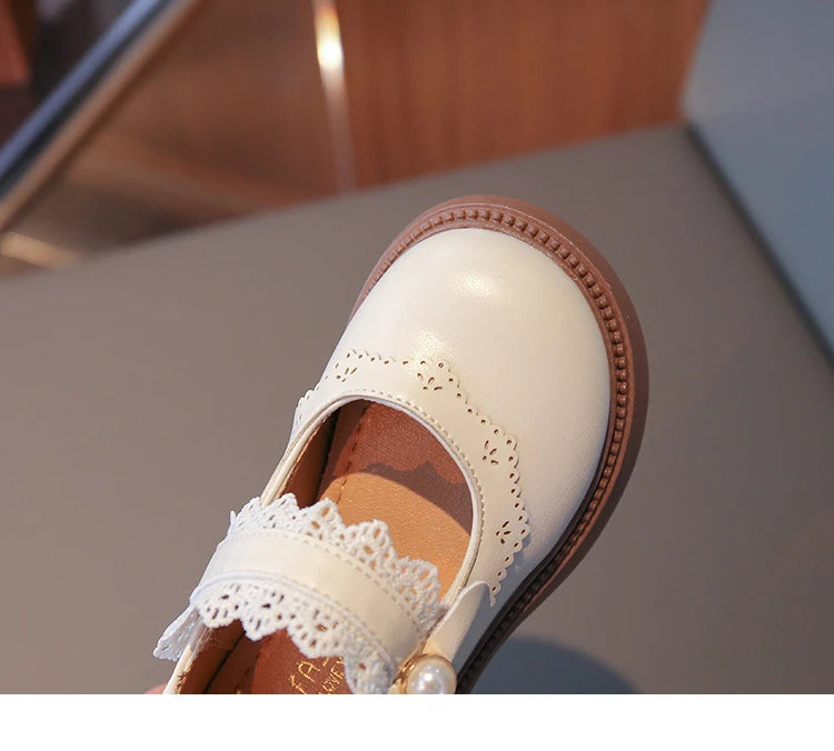 Girls Small Leather Shoes Size 23-36 Soft Bottom Leather Children's Single Shoes Beige Fashion Versatile Children's Baby Shoes