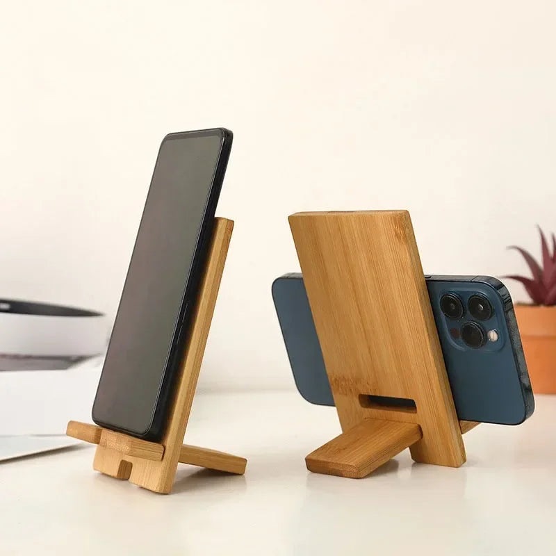 VIKEFON Desktop Bamboo Phone Holder Practical Wooden Smartphone Charging Stand Creative Lazy Multi-functional Stand