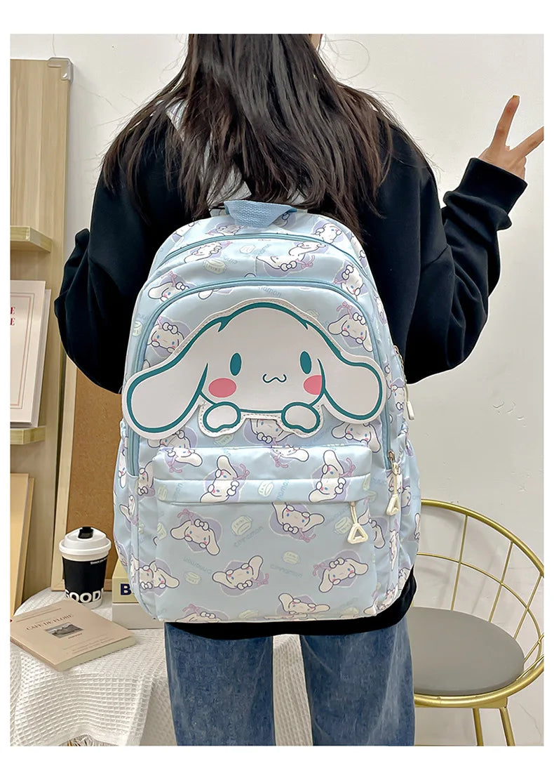 Sanrio Start Of School Season Backpack Anime Kuromi Cinnamoroll Student Bag Large Capacity Women Bag For Children Girls Gift ﻿