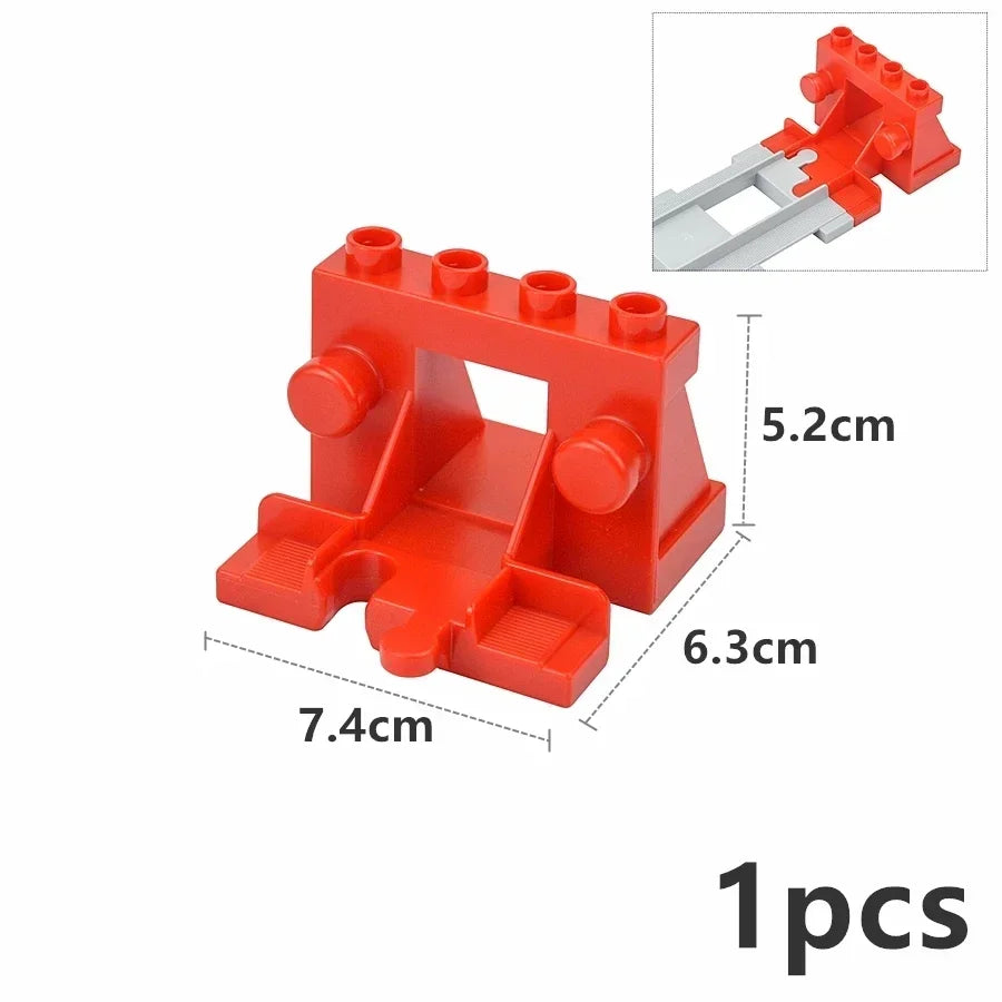 City View Large Building Bricks Wheel Bridge Big Size Track Bricks Train Straight Curved Switch Railway Compatible Duploes Toys