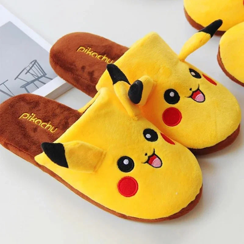 Pikachus Slippers Women Soft Home Cotton Slipper Winter Indoor Light Comfort Floor Shoes Cartoon Women Shoes