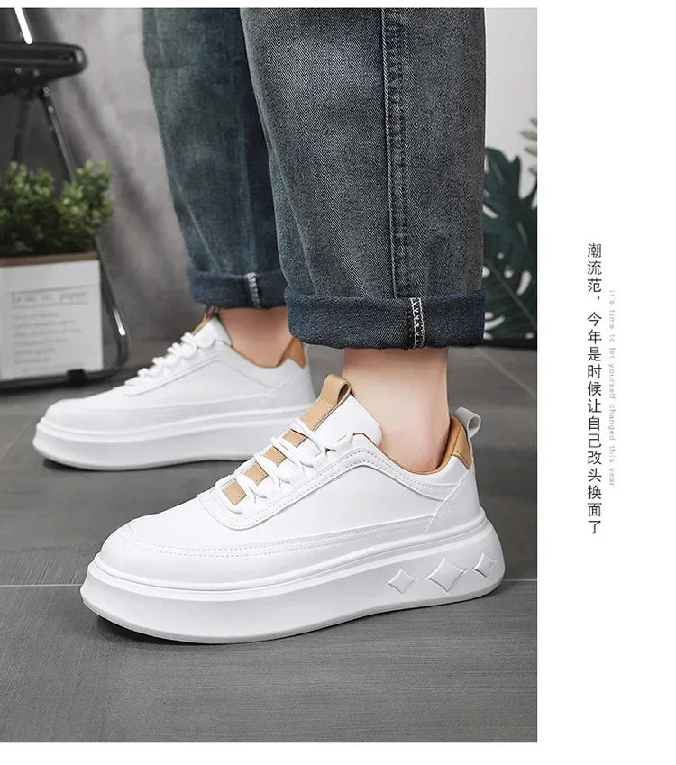 Summer Increase Height Men Shoes The New Breathable  Thick Sole Sneakers Casual  High Quality White Shoes
