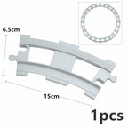 Big Size Track Bricks Train Straight Curved Switch Railway City View  Large Building Bricks Wheel Bridge Toys Compatible Duploes