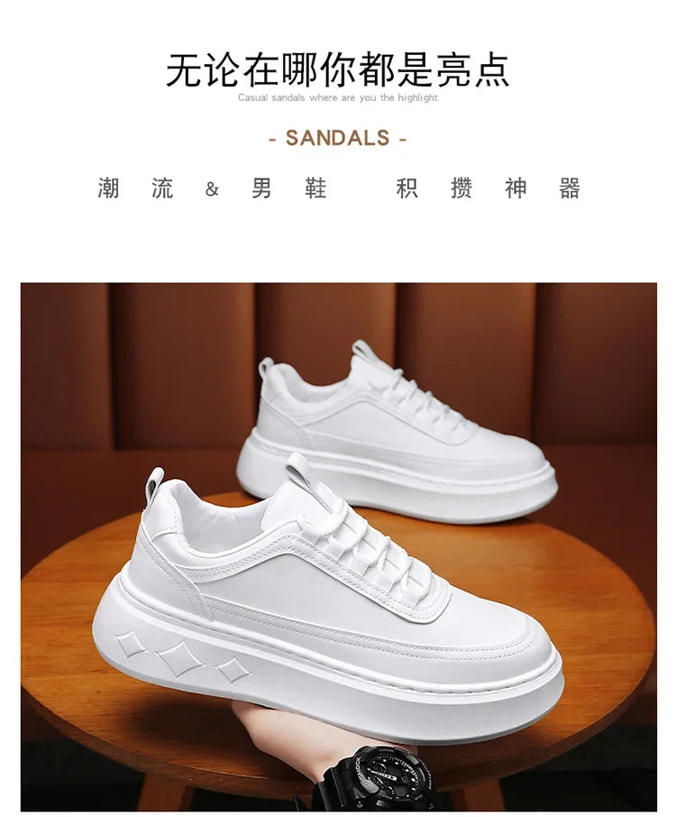 Summer Increase Height Men Shoes The New Breathable  Thick Sole Sneakers Casual  High Quality White Shoes
