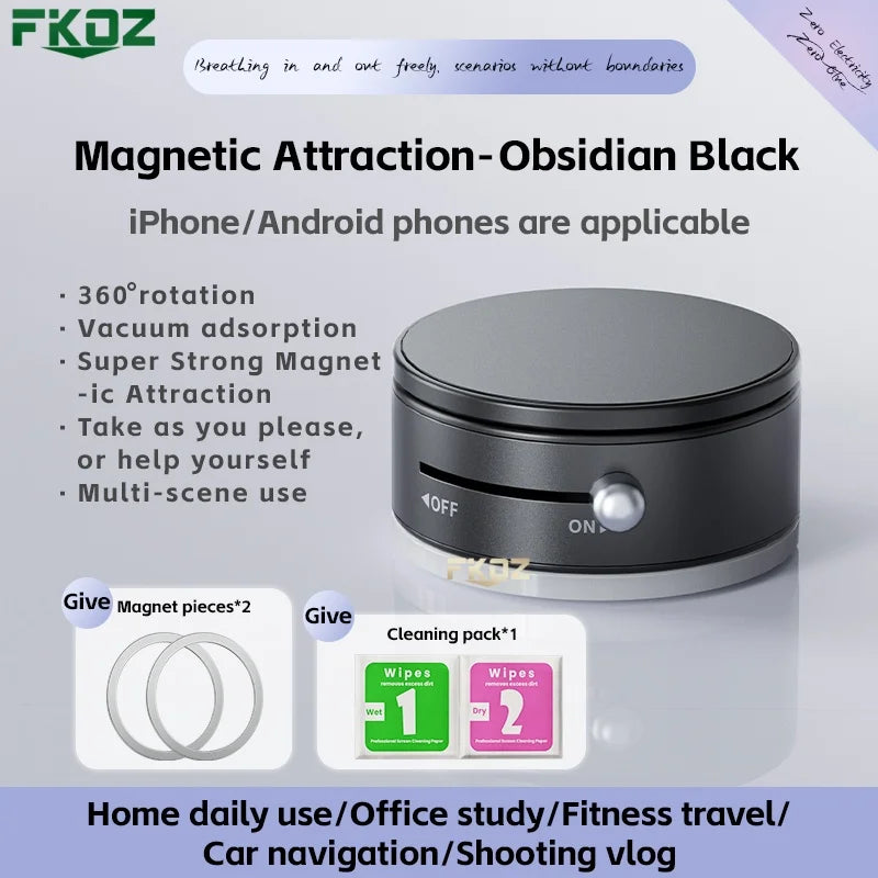 Super Magnetic Phone Stand 360° Rotating Desktop Car Holder Vacuum Adsorption Strong Magnetism Car Mount Phone Holder