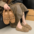 Soft Soled Retro Women Shoes Spring New Round Flat Shoe Fashion Womens Tassel Bean Shoes Casual Women Sports Shoe Zapatosbaratos