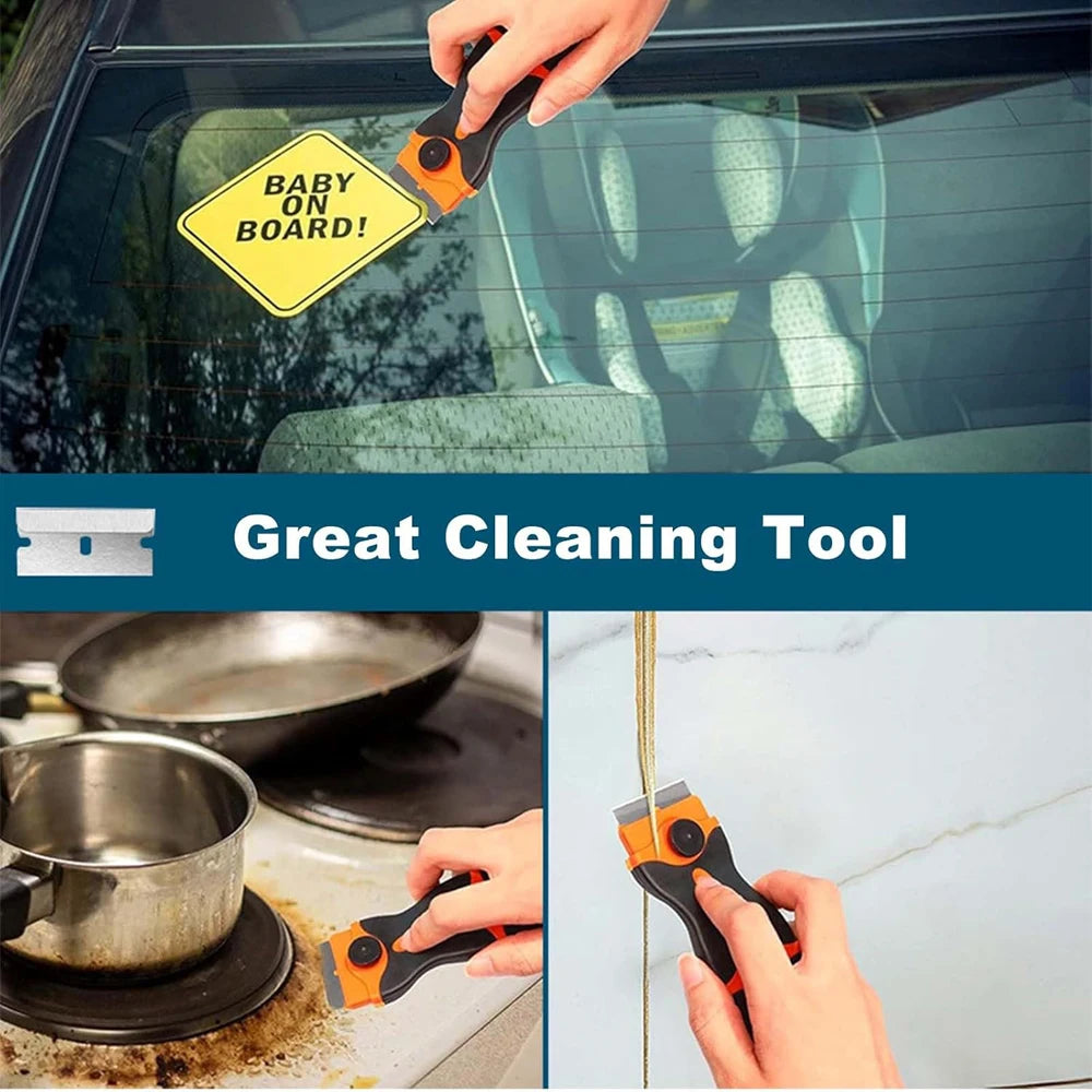 Plastic & Metal Razor Blade Scraper, Window Glass Cleaner, Vinyl Film & Adhesive Remover Tool for Car Home Clean Scraper tool