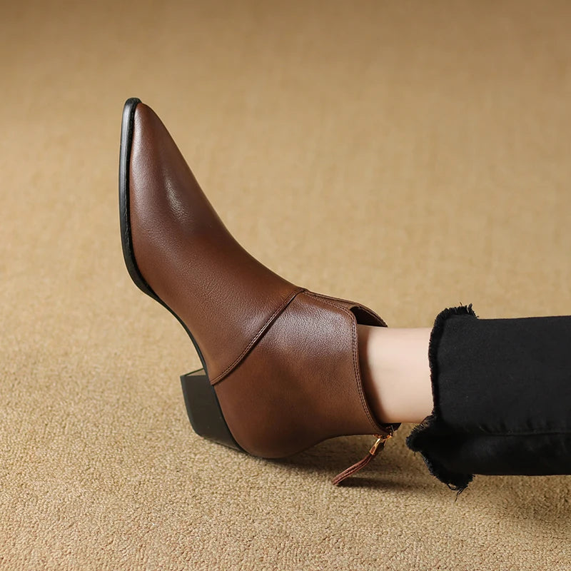 2024 New Autumn Winter Women Boots Fashion Pointed Toe Chelsea Boots for Women Ankle Boots Retro Ladies Women Shoes