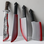 48.5cm/19.09in Plastics Fake Blood Knife Party Supplies Weapon Props Model Halloween Cosplay Funny Gift Collectible Outdoor Toys