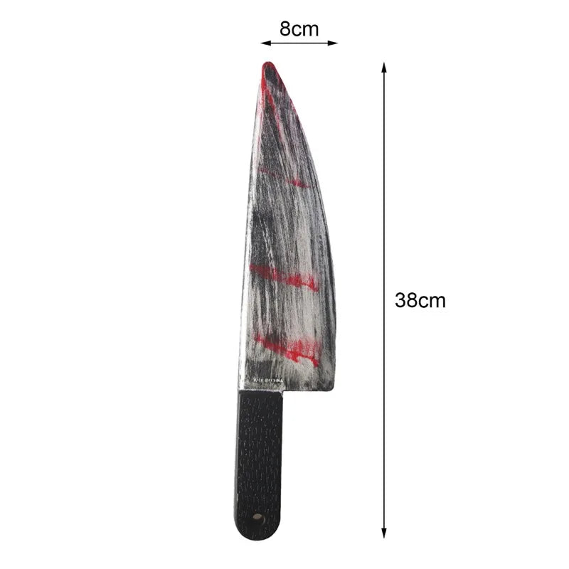 48.5cm/19.09in Plastics Fake Blood Knife Party Supplies Weapon Props Model Halloween Cosplay Funny Gift Collectible Outdoor Toys