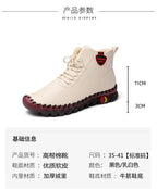 Women Shoes Autumn Loafers Lace Up Sneakers Casual Flats Solid Soft Bottom Boots Leather High-Top Sneaker Female Shoes2024