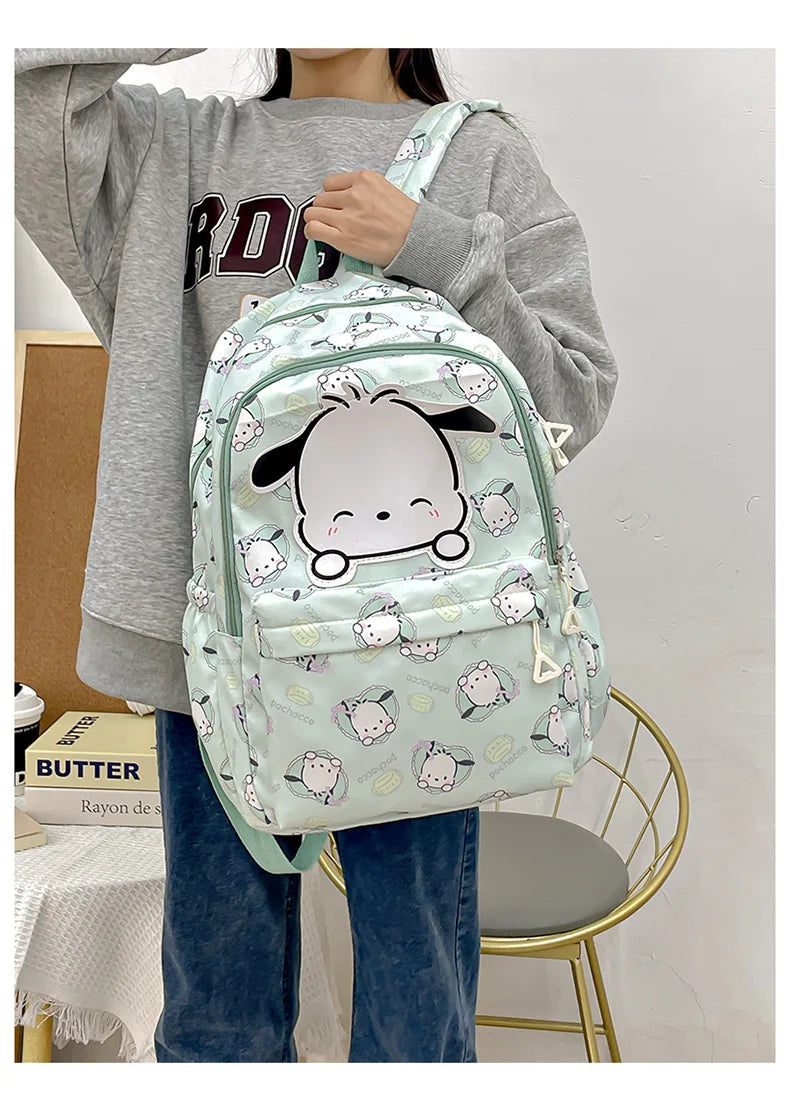 Sanrio Start Of School Season Backpack Anime Kuromi Cinnamoroll Student Bag Large Capacity Women Bag For Children Girls Gift ﻿