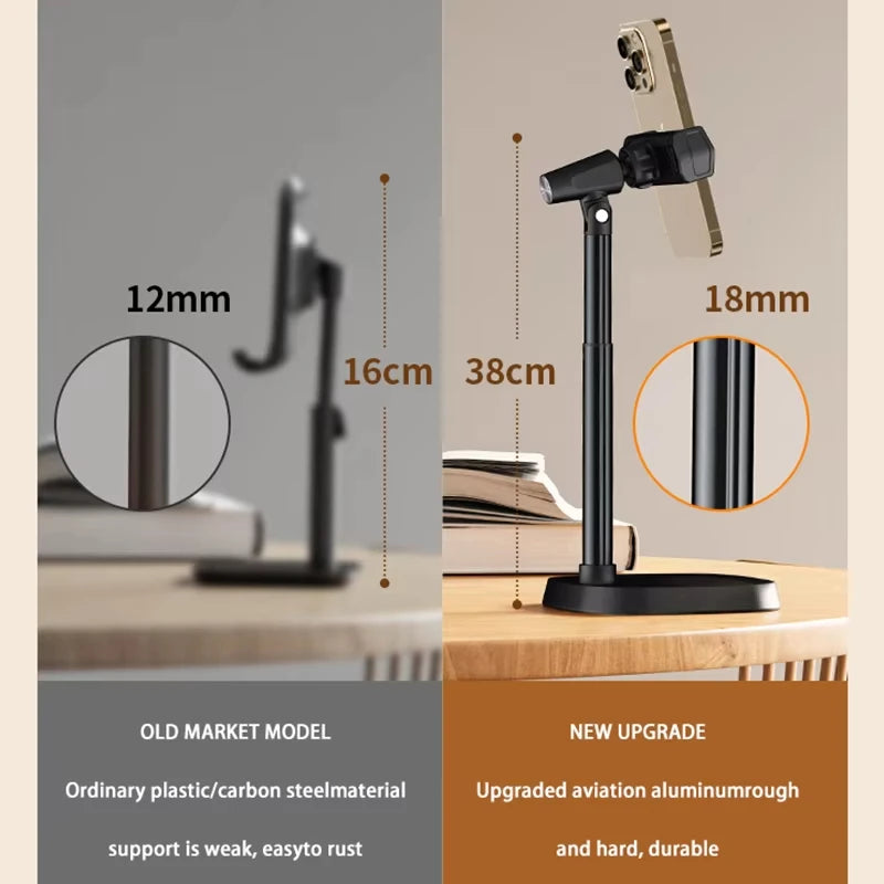 Cell Phone Stand Desk Phone Holder Height Angle Adjustable Aluminum Alloy Universal Phone Stand Office for iPhone 16Pro Max Plus