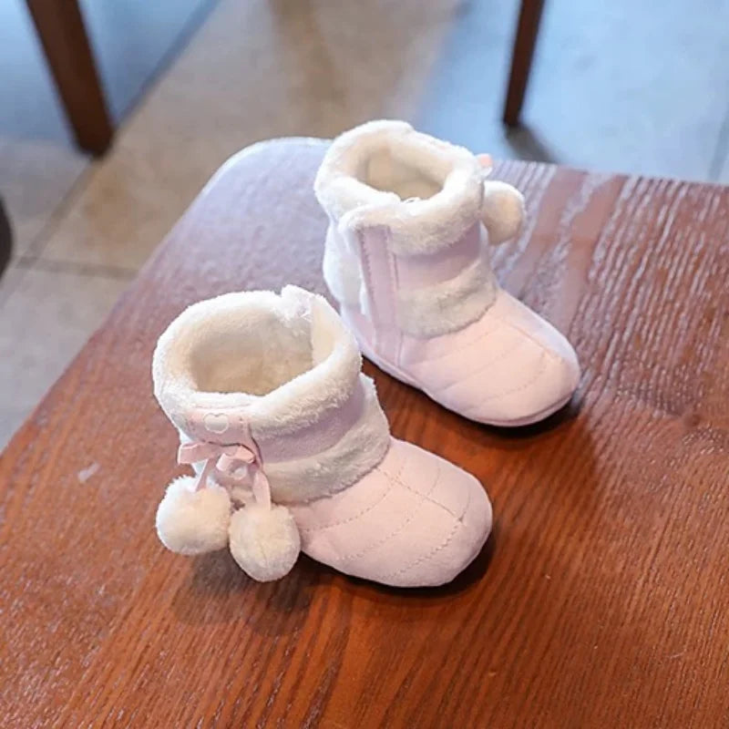 Baby Shoes With Soft Soles For Warmth 0-12 Months Old Baby Cotton Winter Socks and Shoes With Fleece Before Learning To Walk