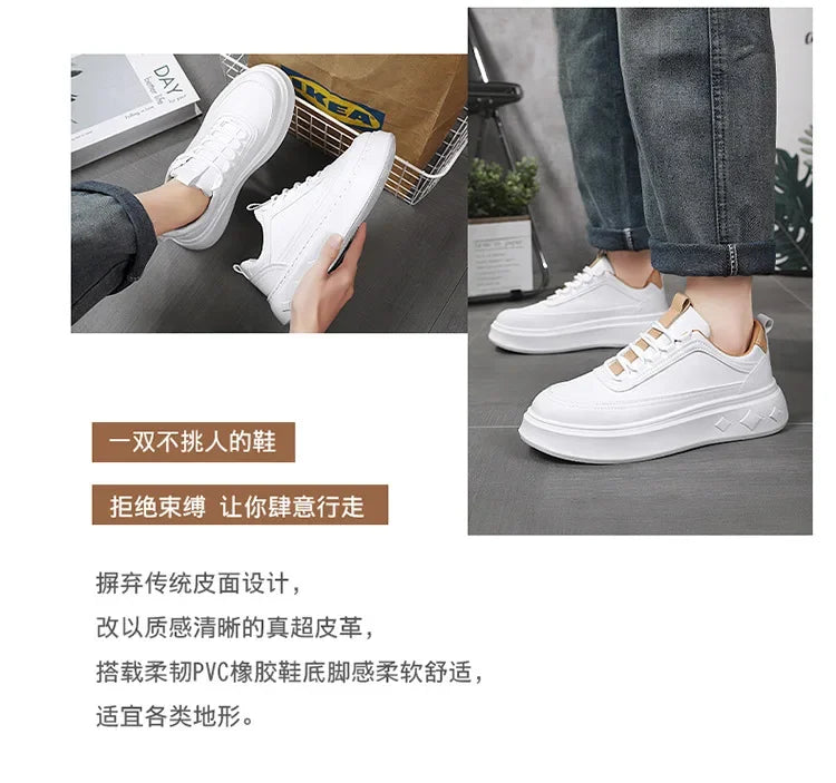 Summer Increase Height Men Shoes The New Breathable  Thick Sole Sneakers Casual  High Quality White Shoes