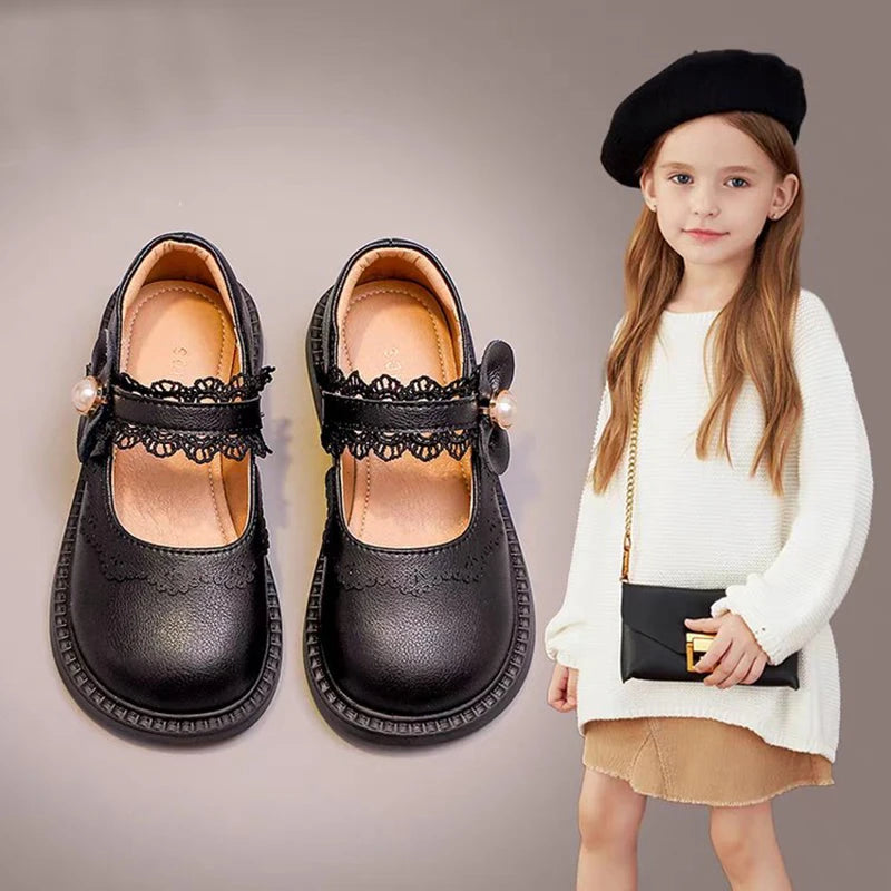 Girls Small Leather Shoes Size 23-36 Soft Bottom Leather Children's Single Shoes Beige Fashion Versatile Children's Baby Shoes