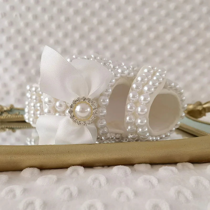 Dollbling Baby Shoes Baby Girl Shoes Wedding Party Photography First Walker Sewing Pearls