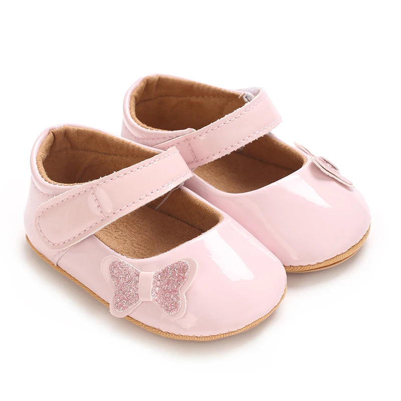 0-12 Months Baby Shoes PU Leather Shallow Mouth Single Shoe Bow Baby Walking Shoes Princess Shoes Baby Shoes