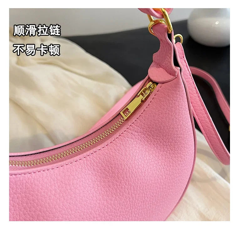 French handbag women bag semi-circular crescent single shoulder armpit bag fashionable commuting niche letter crossbody handbag