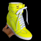 White Punk Style Women Shoes Lace-up heel height 8CM Platform Shoes Woman Real Leather Ankle Rock Boots Patchwork Woman Sneakers