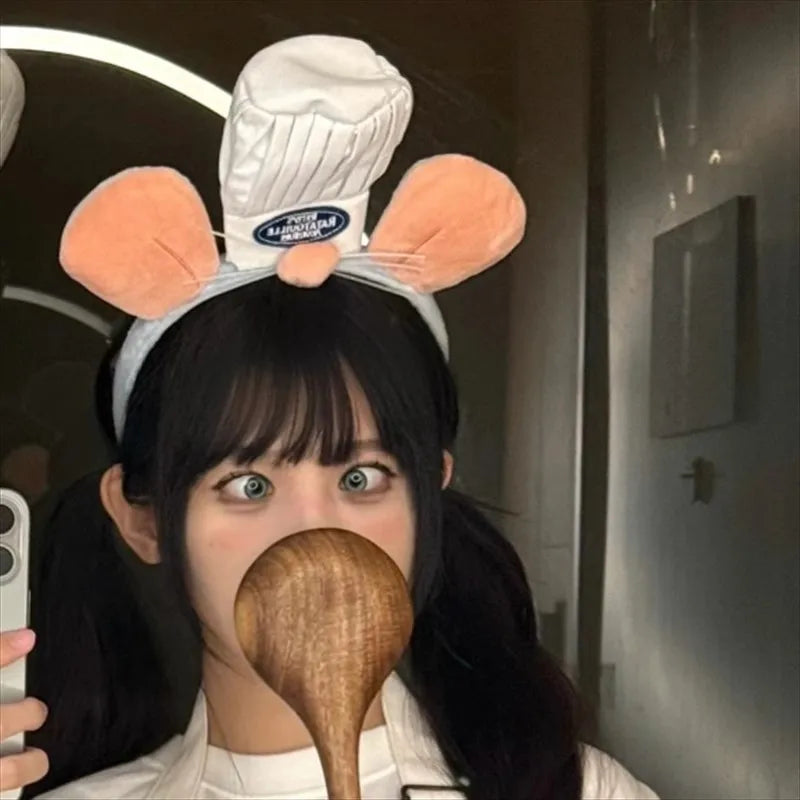 Kawaii Cartoon Hairband Ratatouilleing Cute Headband Ratatouille Hairpin Mouse Ears Headdress Girl Kids Party Gift Toys
