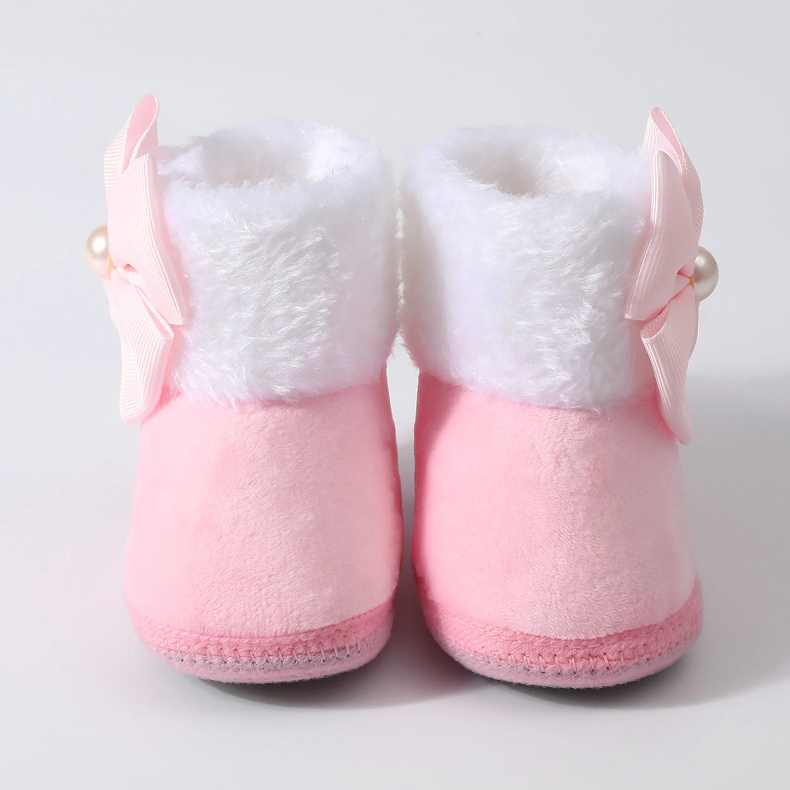 Toddler Baby Shoes Fall Winter Girls Boots Infant cotton Fuzzy First Walker Soft Sole Furry Bow Non-slip First Walker Shoes