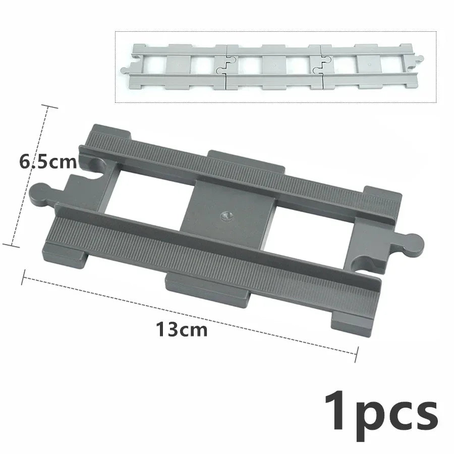 Big Size Track Bricks Train Straight Curved Switch Railway City View  Large Building Bricks Wheel Bridge Toys Compatible Duploes