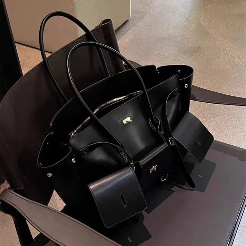 Brand Tote Bag Rodeo Lock Design Women Bag High-quality Soft Pu Leather Handbag Large-capacity Storage Bag Commuter Shoulder Bag