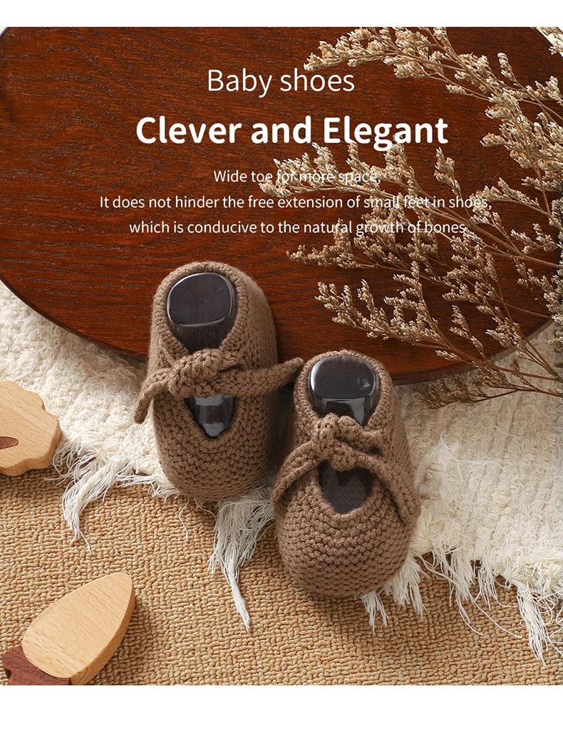 Baby Shoes Knit Newborn Boy Girls Bed Boots Fashion Cute Bow Infant Clothing Accessories Toddler Children Shallow Footwear 0-18M