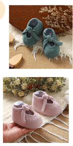 Baby Shoes Knit Newborn Boy Girls Bed Boots Fashion Cute Bow Infant Clothing Accessories Toddler Children Shallow Footwear 0-18M