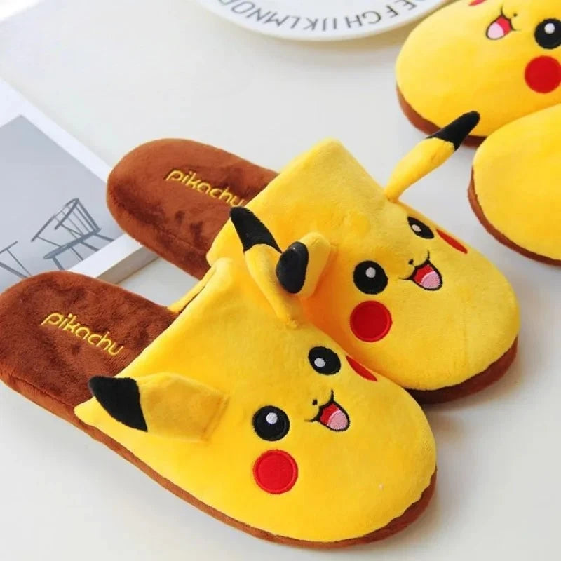 Pikachus Slippers Women Soft Home Cotton Slipper Winter Indoor Light Comfort Floor Shoes Cartoon Women Shoes