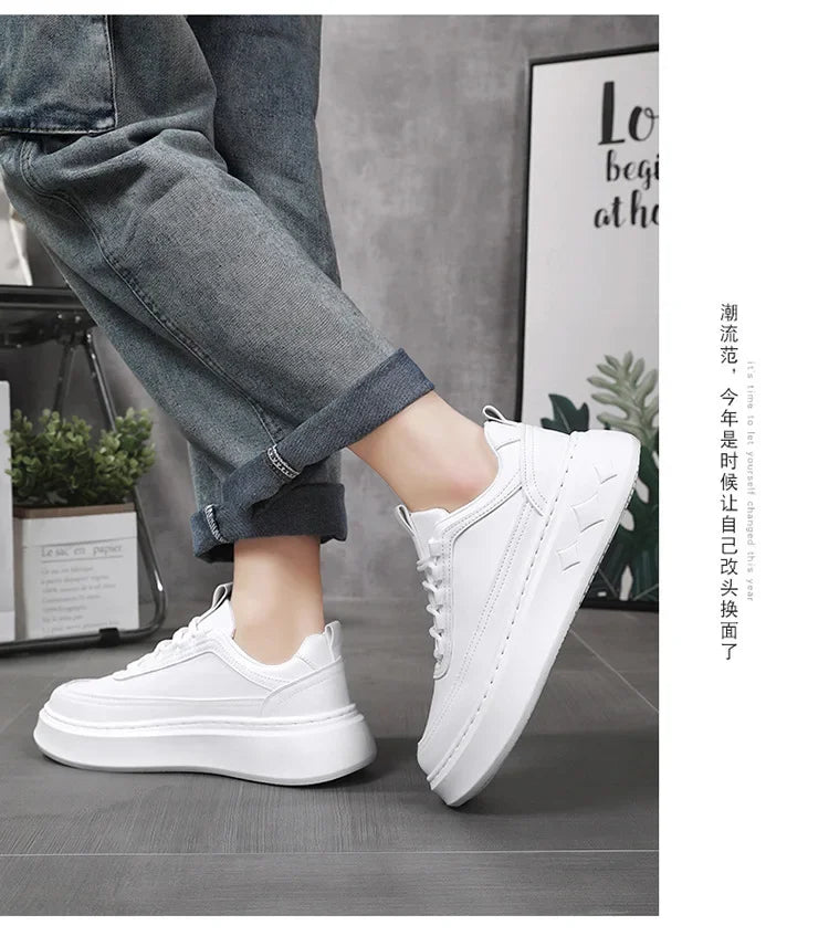 Summer Increase Height Men Shoes The New Breathable  Thick Sole Sneakers Casual  High Quality White Shoes