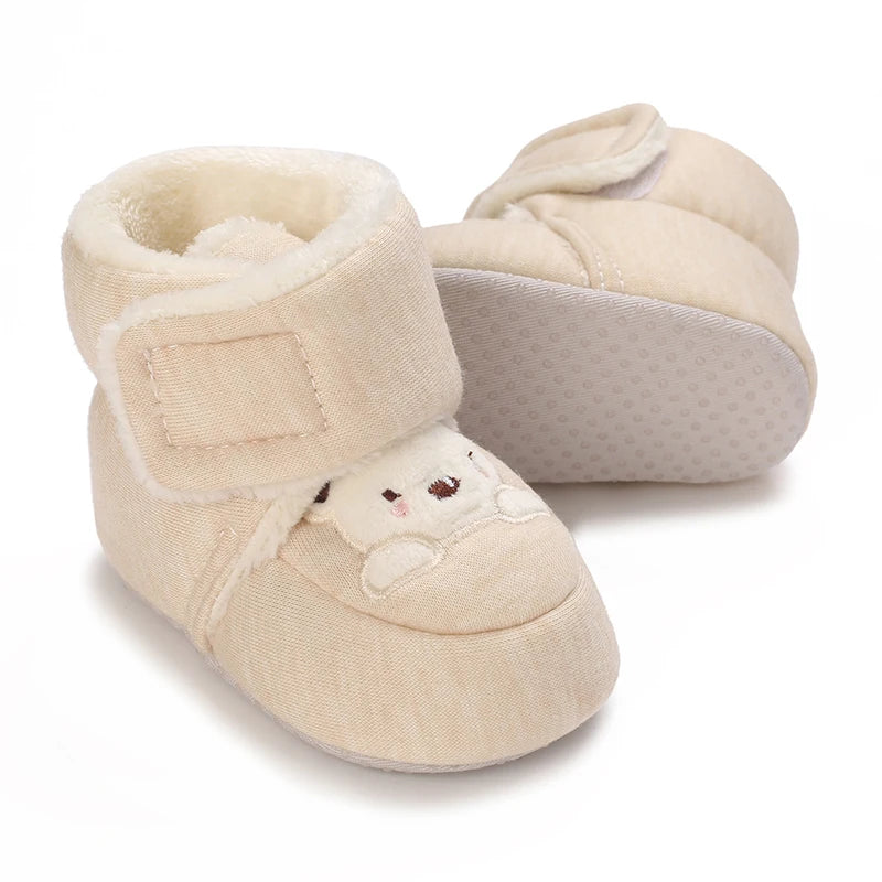 Cute Bear Baby Shoes Cartoon Soft Soled Snow Boots for Infant Boy Girl Autumn Winter Warm Thicken Plush Kids First Walkers 0-18M