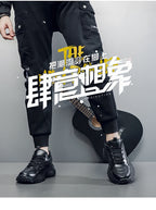 Men's Thick-soled Sports Running Shoes with A Breathable Mesh and Laced Solid Color Simple Design Spring and Summer Flat Shoes