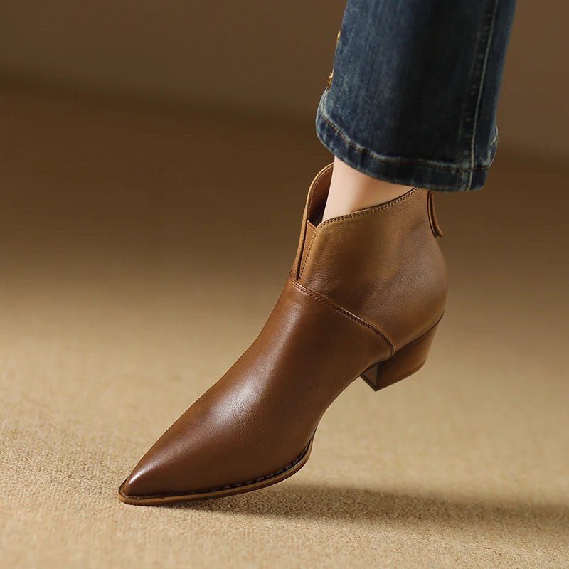 2024 New Autumn Winter Women Boots Fashion Pointed Toe Chelsea Boots for Women Ankle Boots Retro Ladies Women Shoes